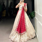 Vichitra Silk Embroidered Lehenga Set with Bandhej Dupatta