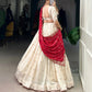 Vichitra Silk Embroidered Lehenga Set with Bandhej Dupatta