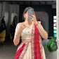 Vichitra Silk Embroidered Lehenga Set with Bandhej Dupatta