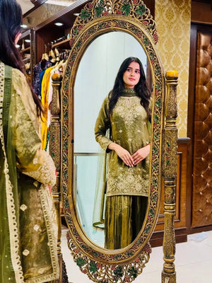 Embroidered Fendy Kurti Palazzo Set for Wedding and Festive Wear