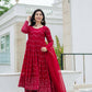 Crimson Bandhani Zigzag Anarkali Suit