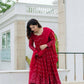 Crimson Bandhani Zigzag Anarkali Suit
