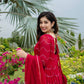 Crimson Bandhani Zigzag Anarkali Suit