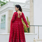 Crimson Bandhani Zigzag Anarkali Suit