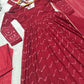 Crimson Bandhani Zigzag Anarkali Suit