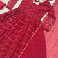 Crimson Bandhani Zigzag Anarkali Suit