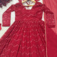 Crimson Bandhani Zigzag Anarkali Suit