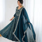 Embroidered Crunchy Silk Anarkali Gown Set with Dupatta