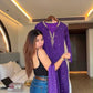 Purple Bandhani Print Kurta Set with Dupatta