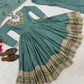 Sage Green Crinkle Anarkali Palazzo Set