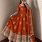 Ivory Peacock Feather Anarkali Gown