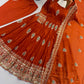 Ivory Peacock Feather Anarkali Gown