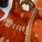 Ivory Peacock Feather Anarkali Gown