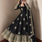 Ivory Peacock Feather Anarkali Gown