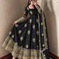 Ivory Peacock Feather Anarkali Gown