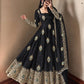 Ivory Peacock Feather Anarkali Gown