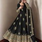 Ivory Peacock Feather Anarkali Gown