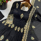 Ivory Peacock Feather Anarkali Gown