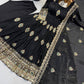 Ivory Peacock Feather Anarkali Gown