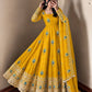 Ivory Peacock Feather Anarkali Gown