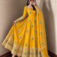 Ivory Peacock Feather Anarkali Gown
