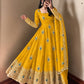 Ivory Peacock Feather Anarkali Gown