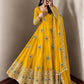 Ivory Peacock Feather Anarkali Gown