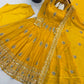 Ivory Peacock Feather Anarkali Gown