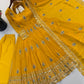 Ivory Peacock Feather Anarkali Gown