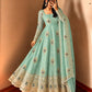 Ivory Peacock Feather Anarkali Gown