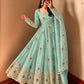 Ivory Peacock Feather Anarkali Gown