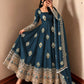 Ivory Peacock Feather Anarkali Gown