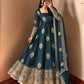 Ivory Peacock Feather Anarkali Gown
