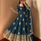 Ivory Peacock Feather Anarkali Gown