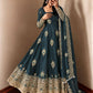 Ivory Peacock Feather Anarkali Gown