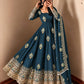 Ivory Peacock Feather Anarkali Gown