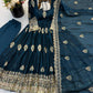 Ivory Peacock Feather Anarkali Gown