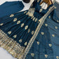Ivory Peacock Feather Anarkali Gown