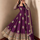 Ivory Peacock Feather Anarkali Gown