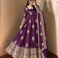 Ivory Peacock Feather Anarkali Gown