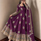 Ivory Peacock Feather Anarkali Gown