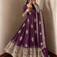 Ivory Peacock Feather Anarkali Gown