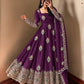 Ivory Peacock Feather Anarkali Gown