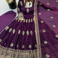 Ivory Peacock Feather Anarkali Gown