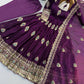 Ivory Peacock Feather Anarkali Gown