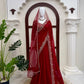 Red Embroidered Georgette Saree with Dupatta