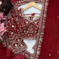 Red Embroidered Georgette Saree with Dupatta