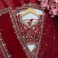 Red Embroidered Georgette Saree with Dupatta