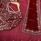 Red Embroidered Georgette Saree with Dupatta