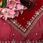 Red Embroidered Georgette Saree with Dupatta